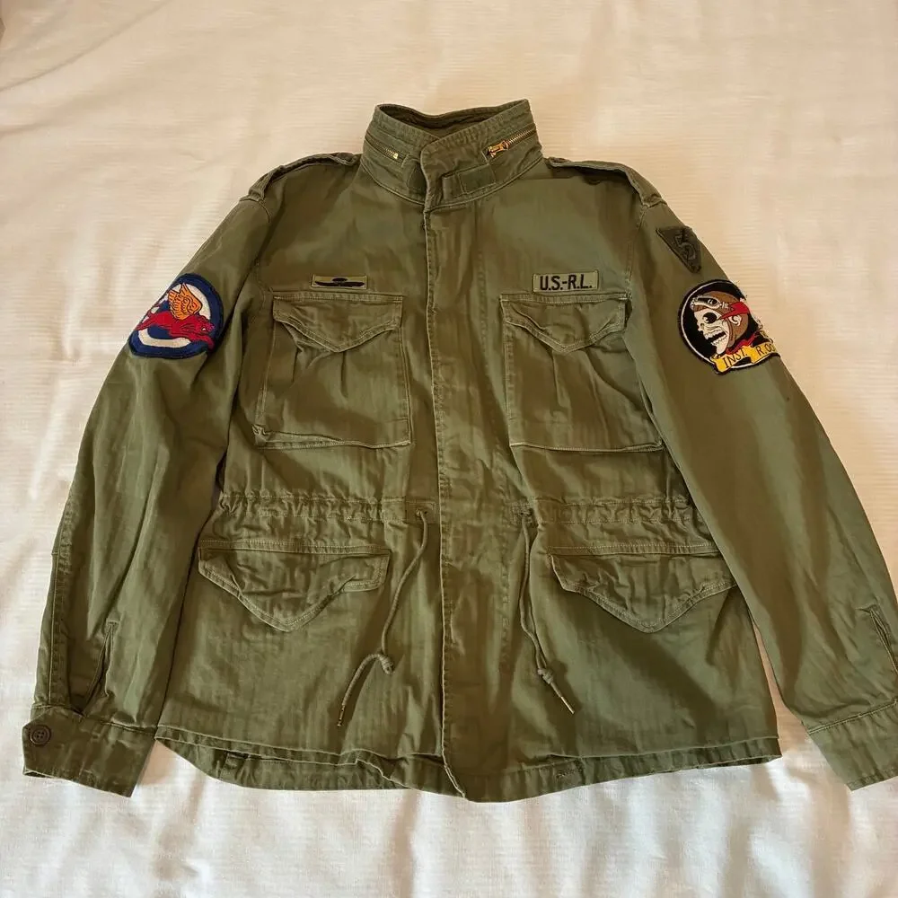 Polo Ralph Lauren M-65 Cotton Herringbone Field Jacket Mens XL Olive Drab